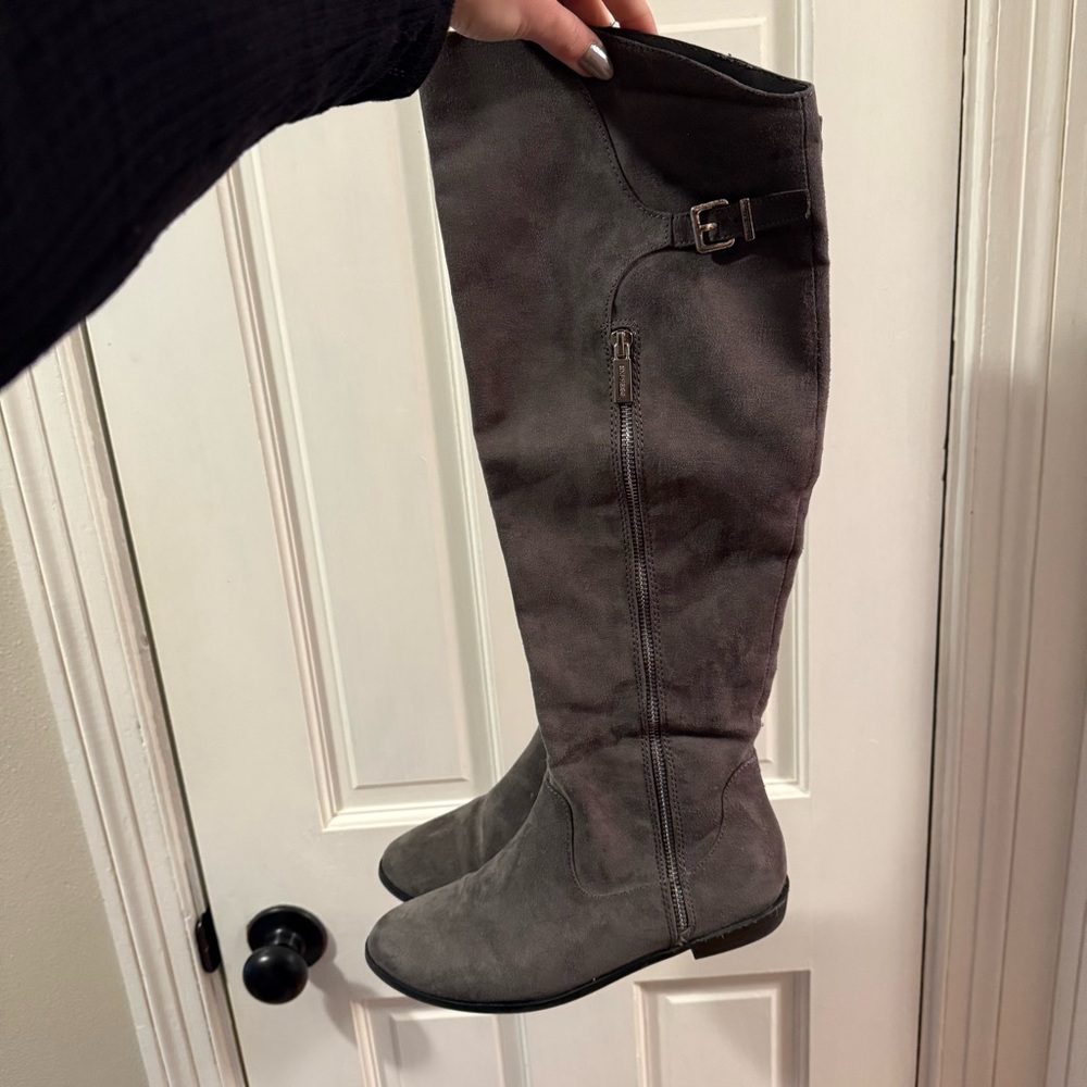 Tall gray boots